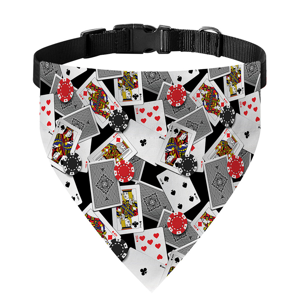 Casino Card And Chip Pattern Print Over The Collar Dog Bandana