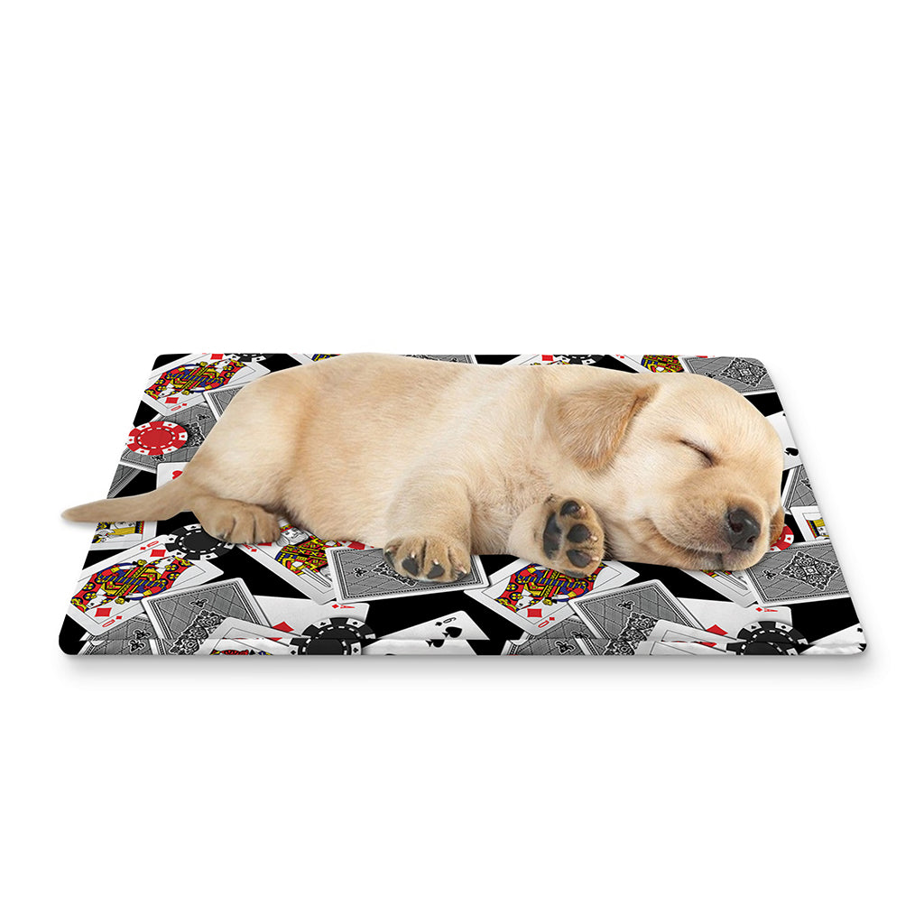 Casino Card And Chip Pattern Print Pet Cooling Mat Cover