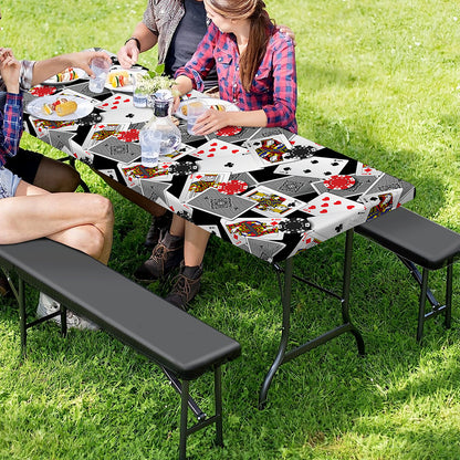 Casino Card And Chip Pattern Print Picnic Table Cover