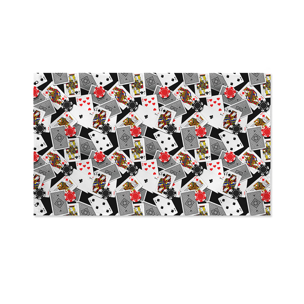 Casino Card And Chip Pattern Print Polyester Flag