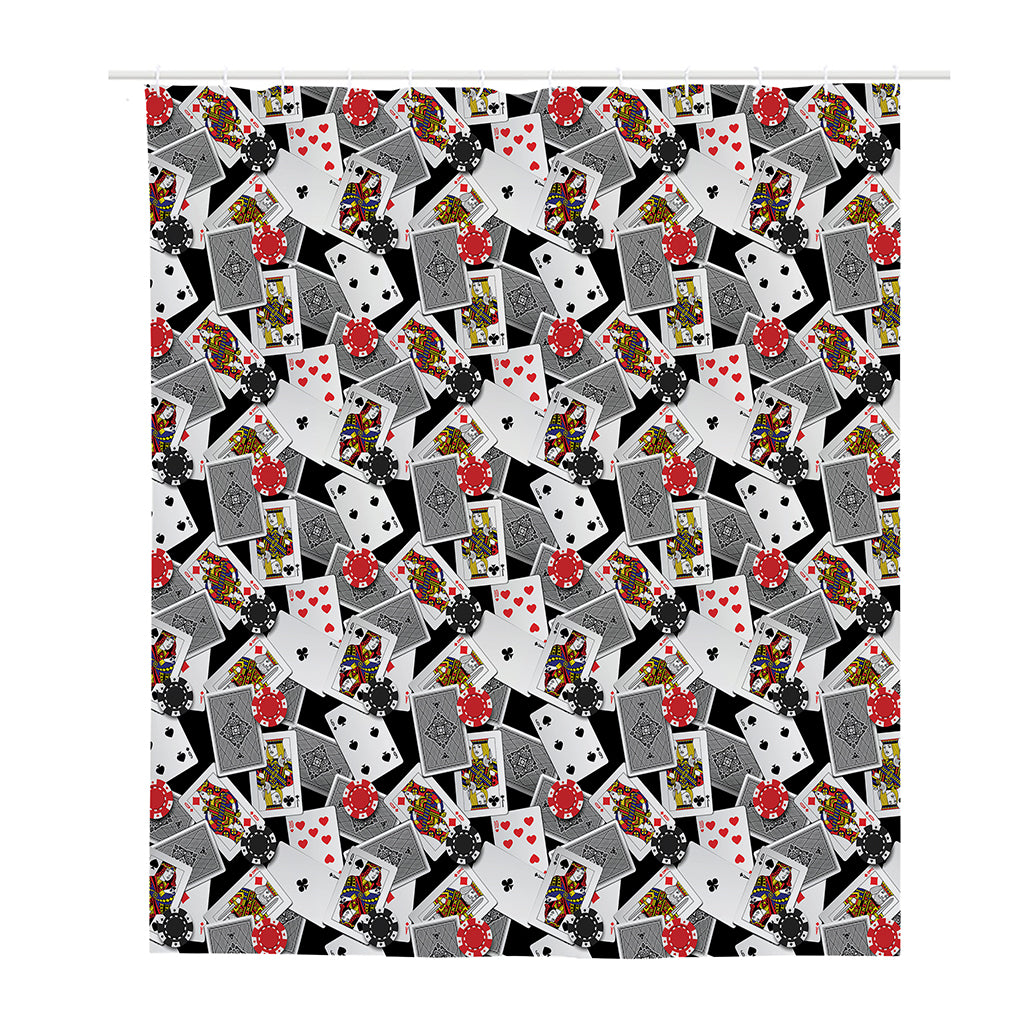 Casino Card And Chip Pattern Print Polyester Shower Curtain