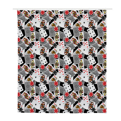 Casino Card And Chip Pattern Print Polyester Shower Curtain