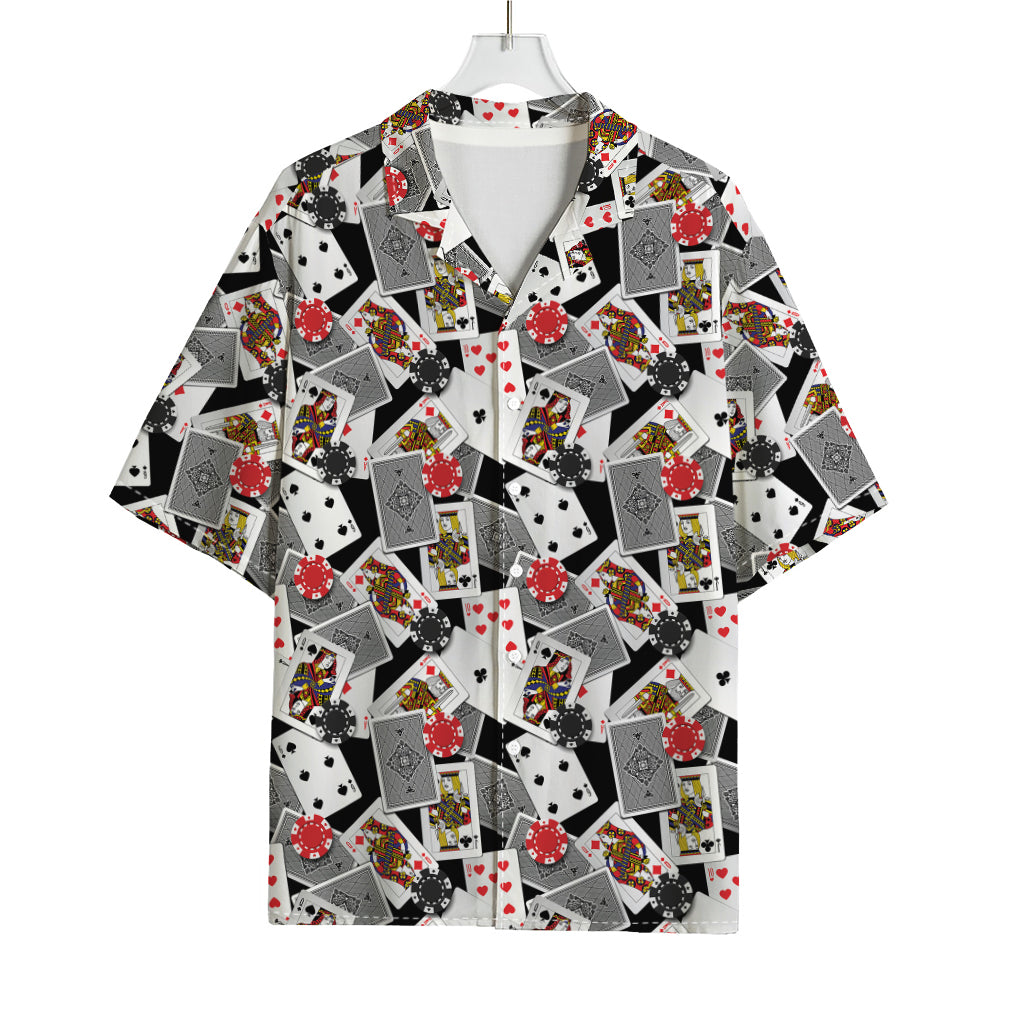 Casino Card And Chip Pattern Print Rayon Hawaiian Shirt