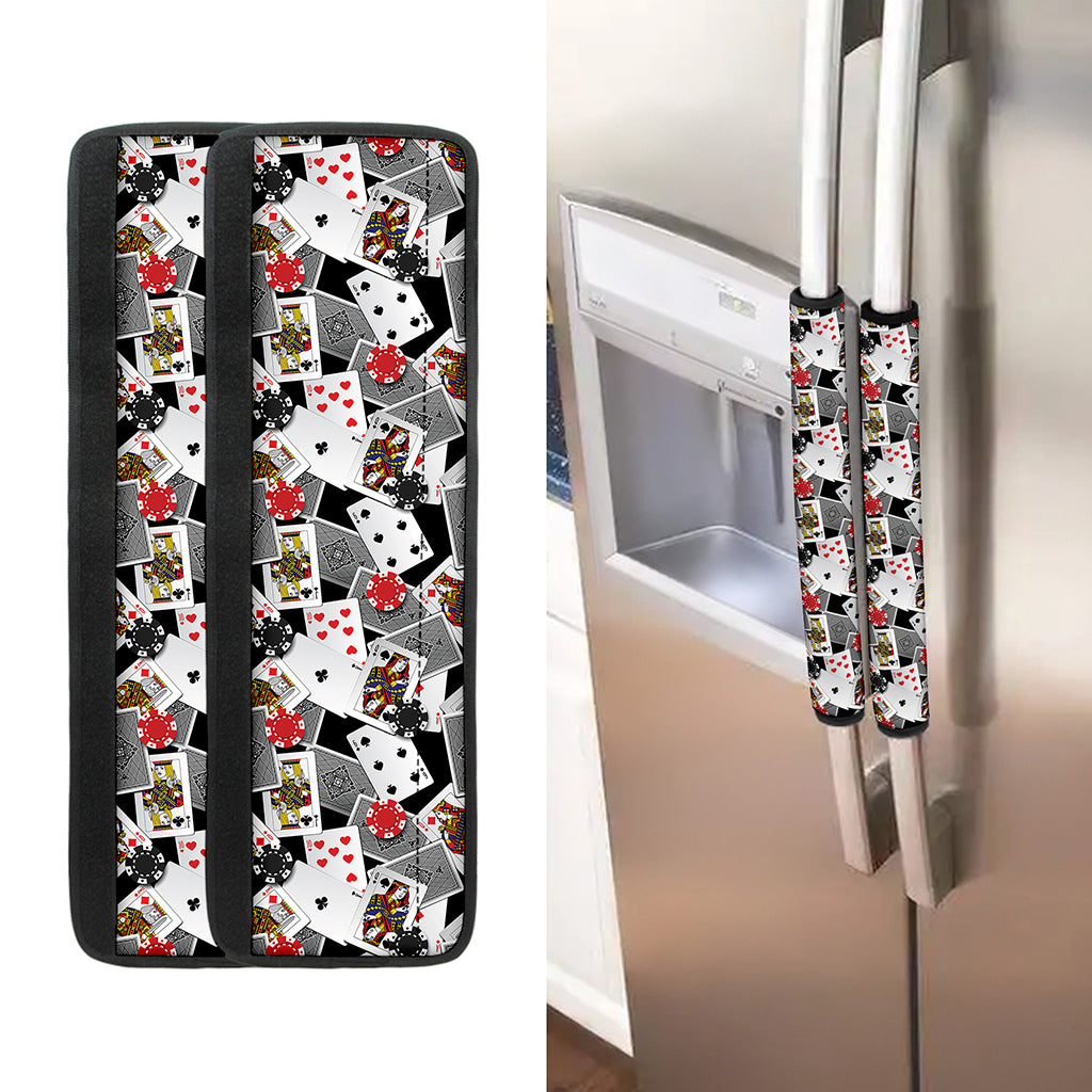 Casino Card And Chip Pattern Print Refrigerator Handle Covers