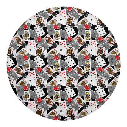 Casino Card And Chip Pattern Print Round Blanket