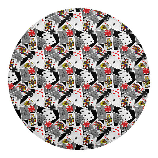 Casino Card And Chip Pattern Print Round Blanket