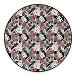 Casino Card And Chip Pattern Print Round Floor Mat