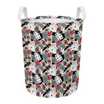 Casino Card And Chip Pattern Print Round Laundry Basket