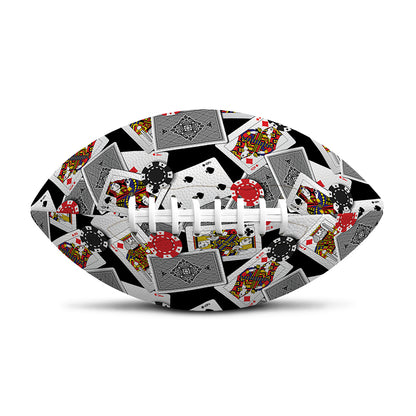 Casino Card And Chip Pattern Print Rugby Ball