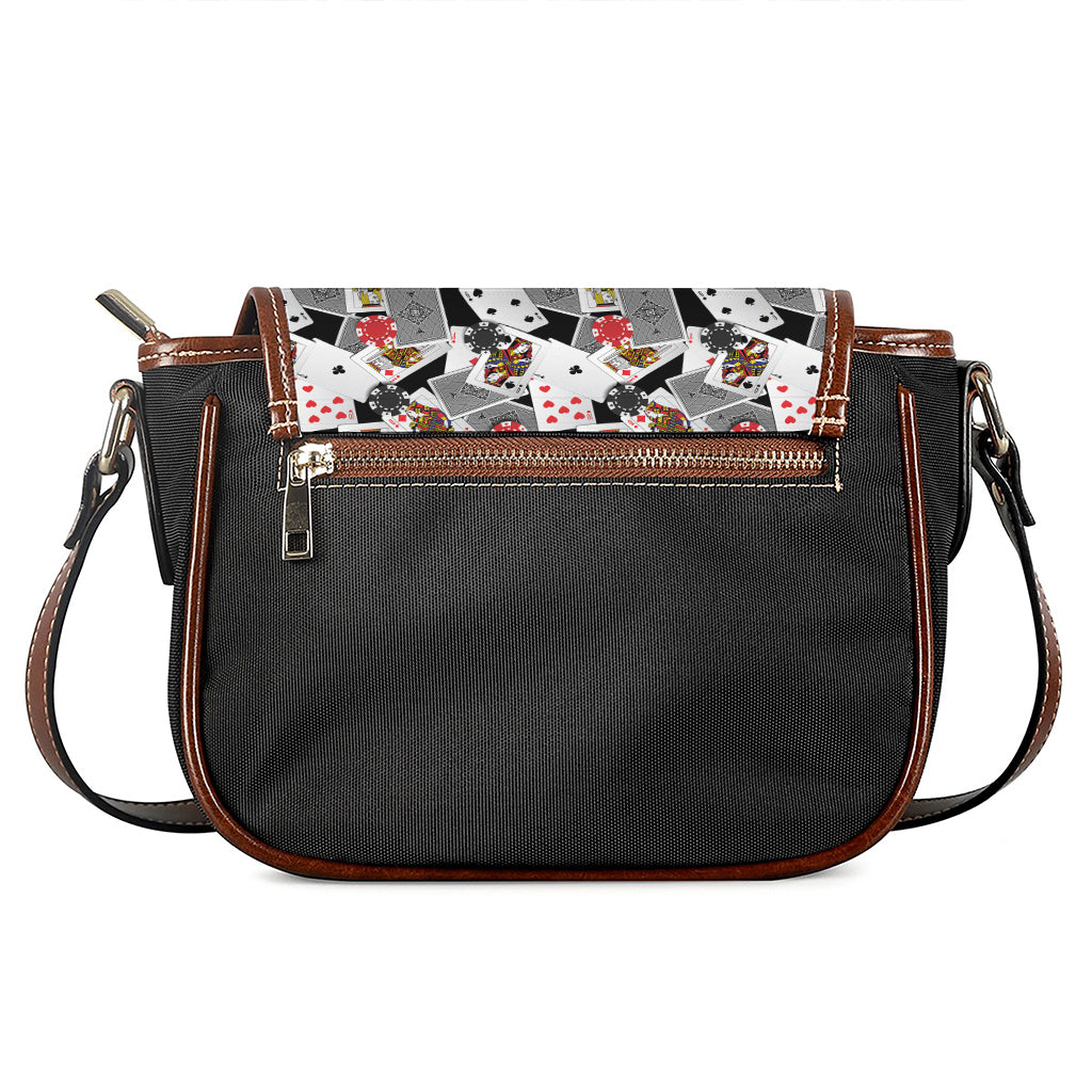 Casino Card And Chip Pattern Print Saddle Bag