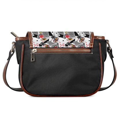 Casino Card And Chip Pattern Print Saddle Bag