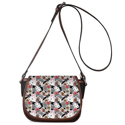 Casino Card And Chip Pattern Print Saddle Bag