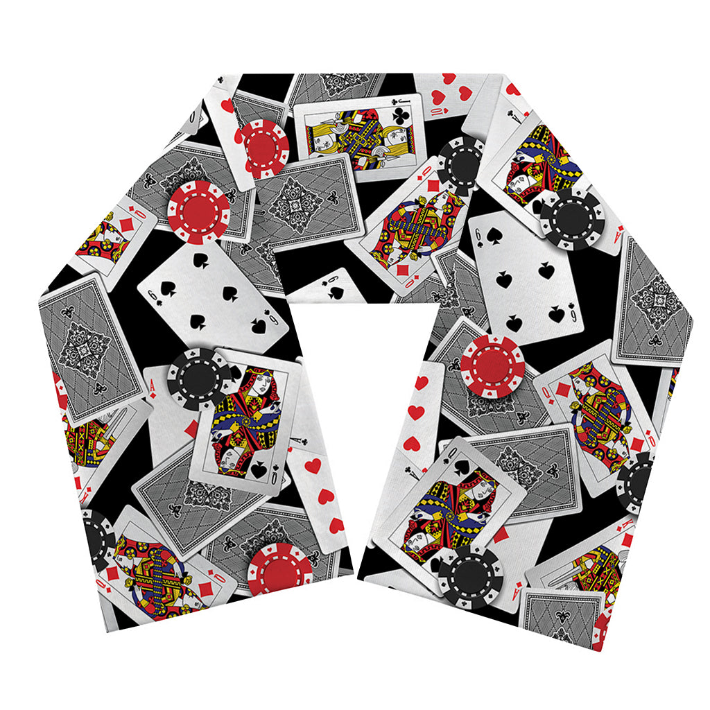 Casino Card And Chip Pattern Print Scarf