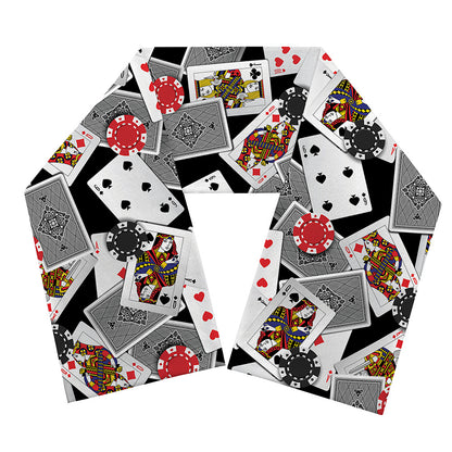 Casino Card And Chip Pattern Print Scarf