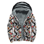 Casino Card And Chip Pattern Print Sherpa Lined Zip Up Hoodie