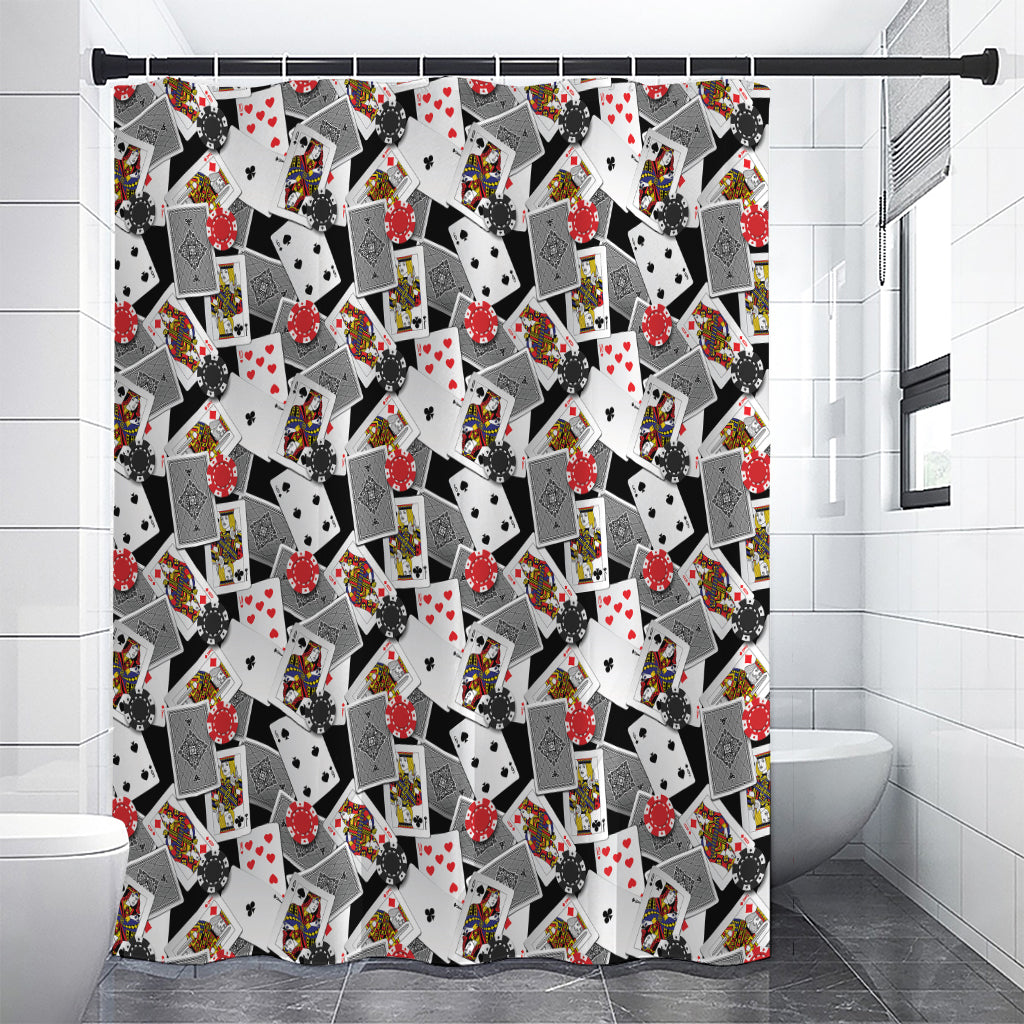 Casino Card And Chip Pattern Print Shower Curtain