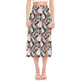 Casino Card And Chip Pattern Print Side Slit Midi Skirt