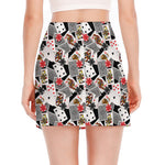 Casino Card And Chip Pattern Print Side Slit Mini Skirt