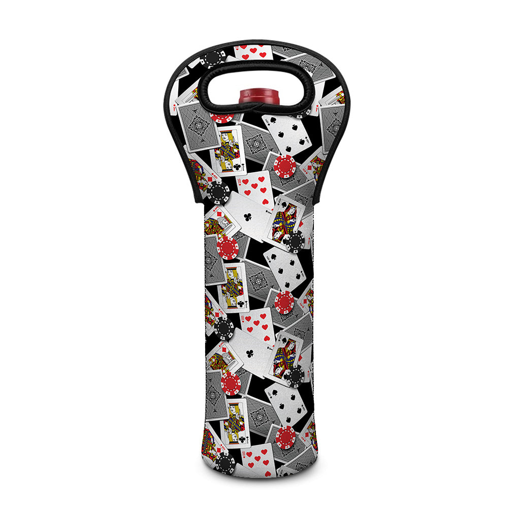 Casino Card And Chip Pattern Print Single Neoprene Wine Tote