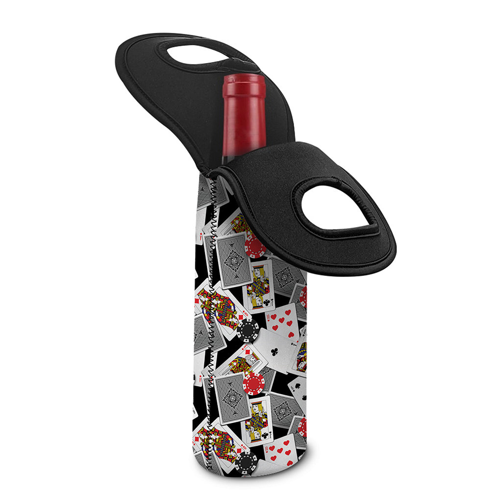 Casino Card And Chip Pattern Print Single Neoprene Wine Tote
