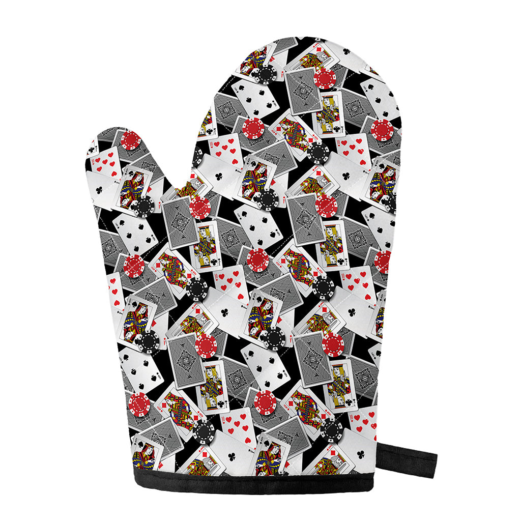 Casino Card And Chip Pattern Print Single Oven Mitt