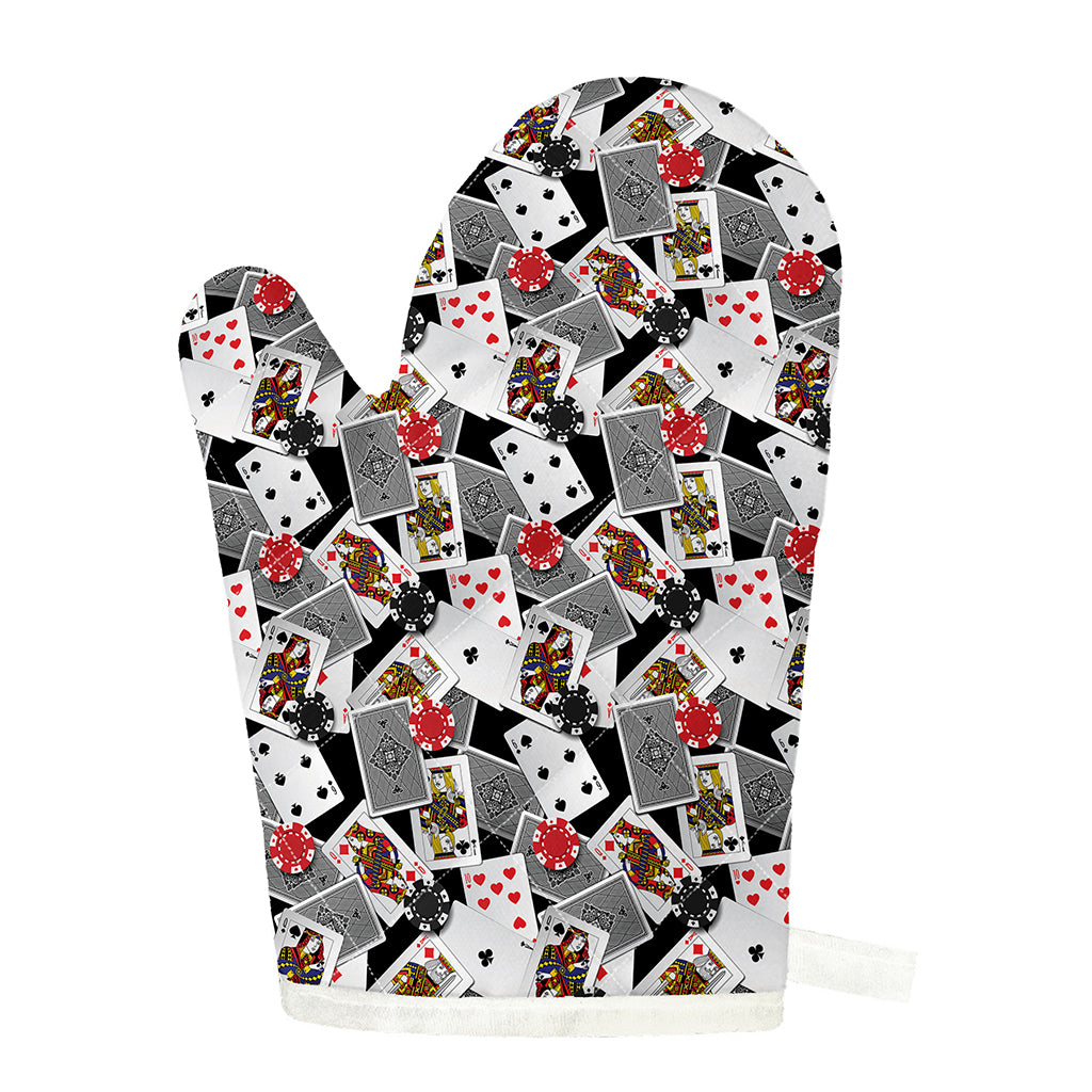 Casino Card And Chip Pattern Print Single Oven Mitt