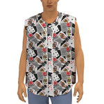 Casino Card And Chip Pattern Print Sleeveless Baseball Jersey