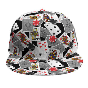 Casino Card And Chip Pattern Print Snapback Cap