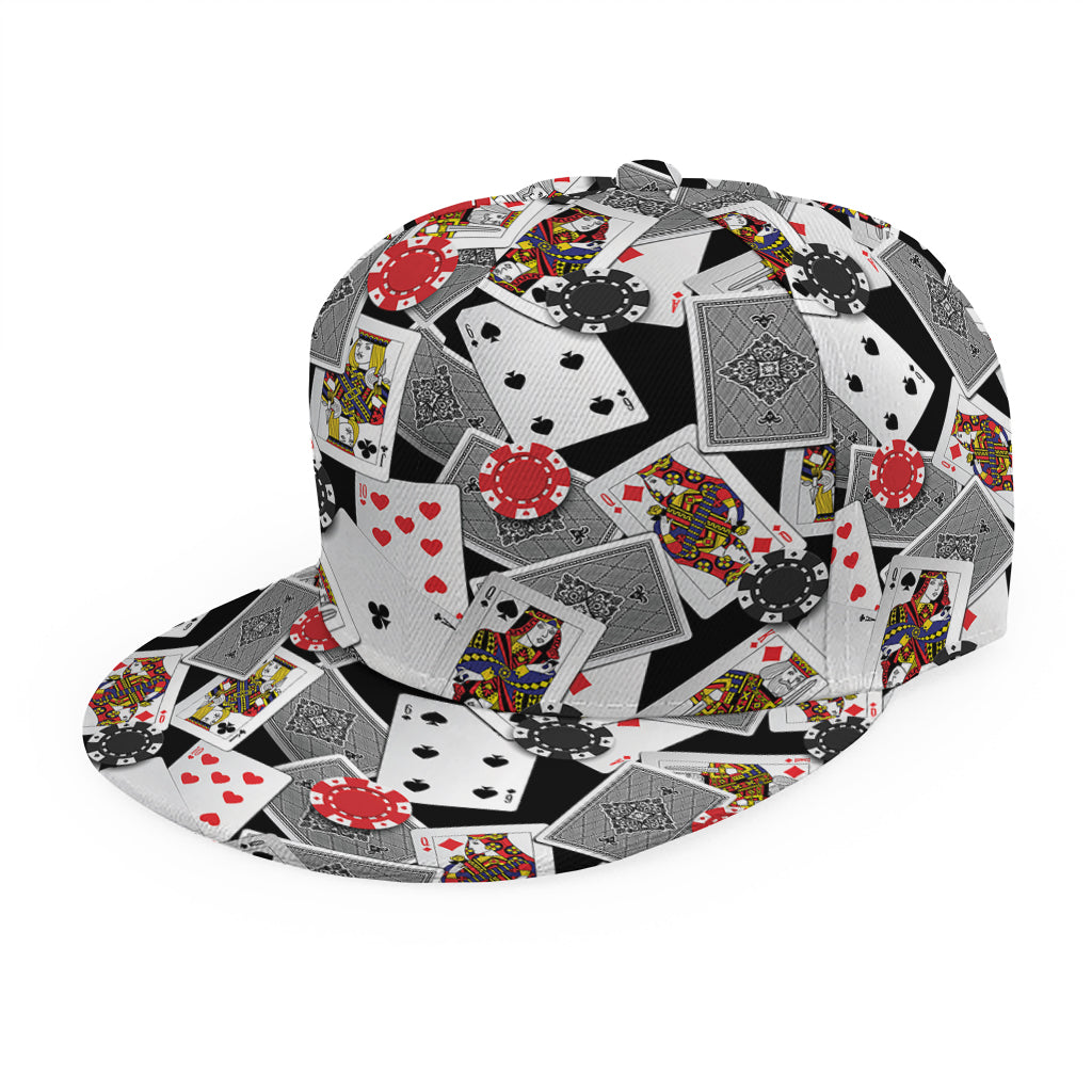 Casino Card And Chip Pattern Print Snapback Cap