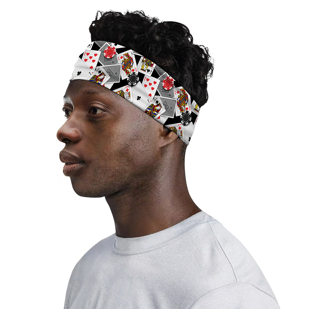 Casino Card And Chip Pattern Print Sports Headband