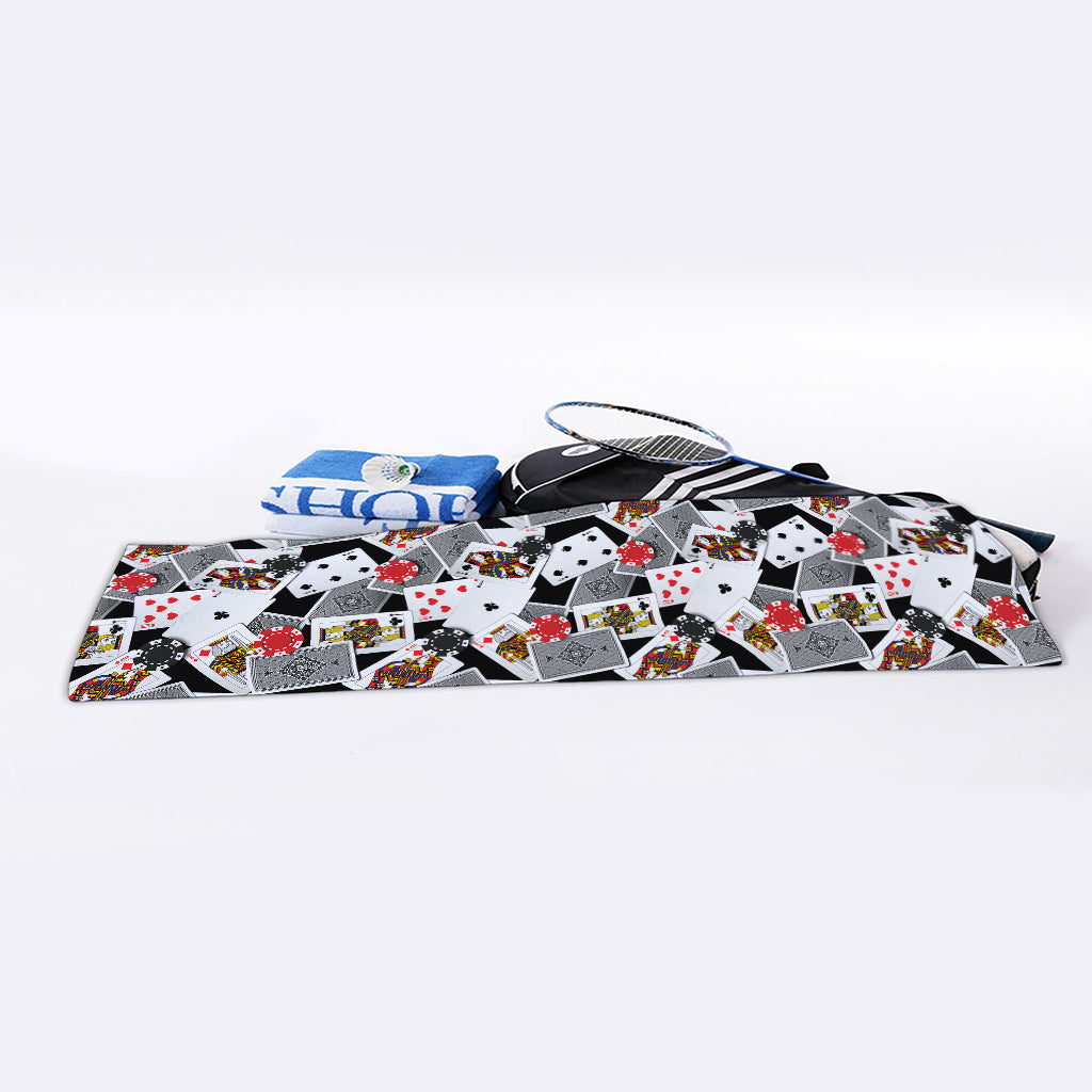 Casino Card And Chip Pattern Print Sports Towel