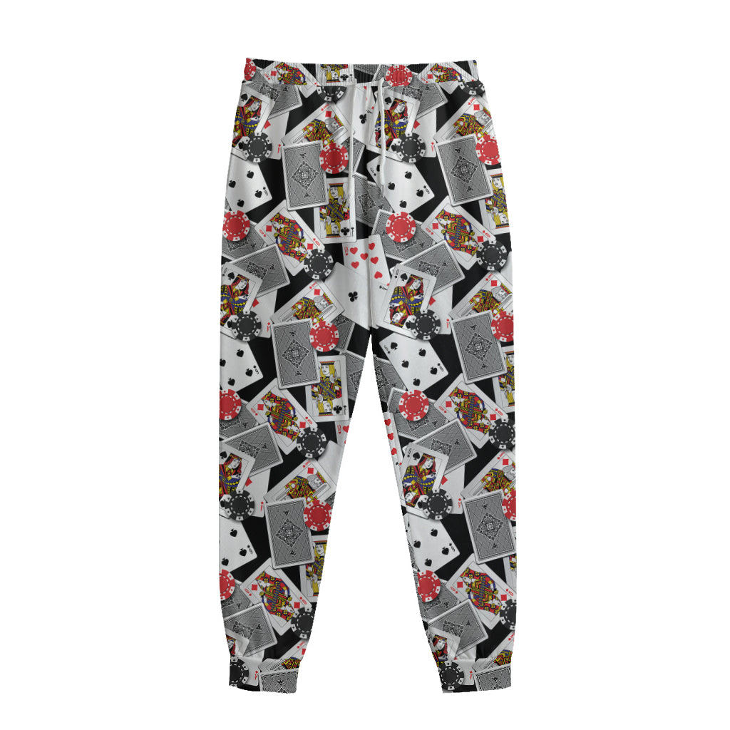 Casino Card And Chip Pattern Print Sweatpants