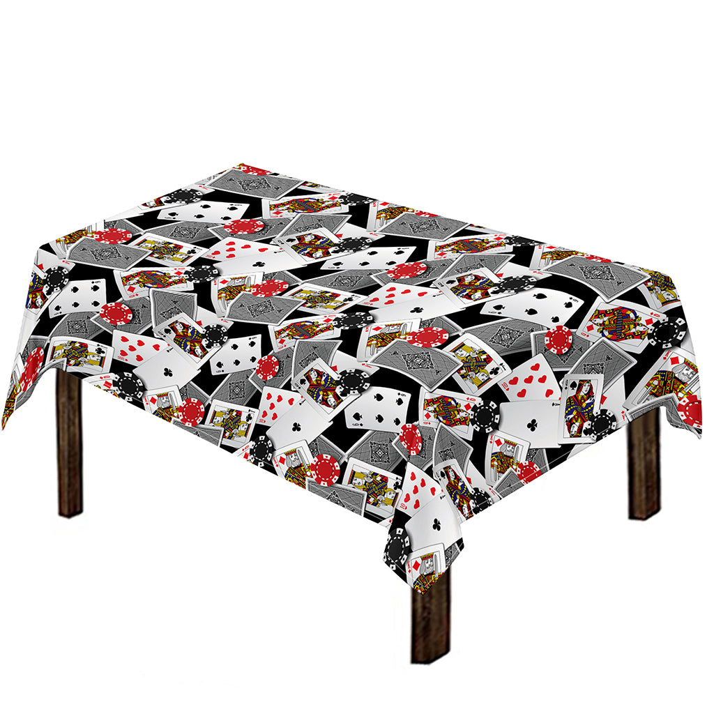 Casino Card And Chip Pattern Print Tablecloth