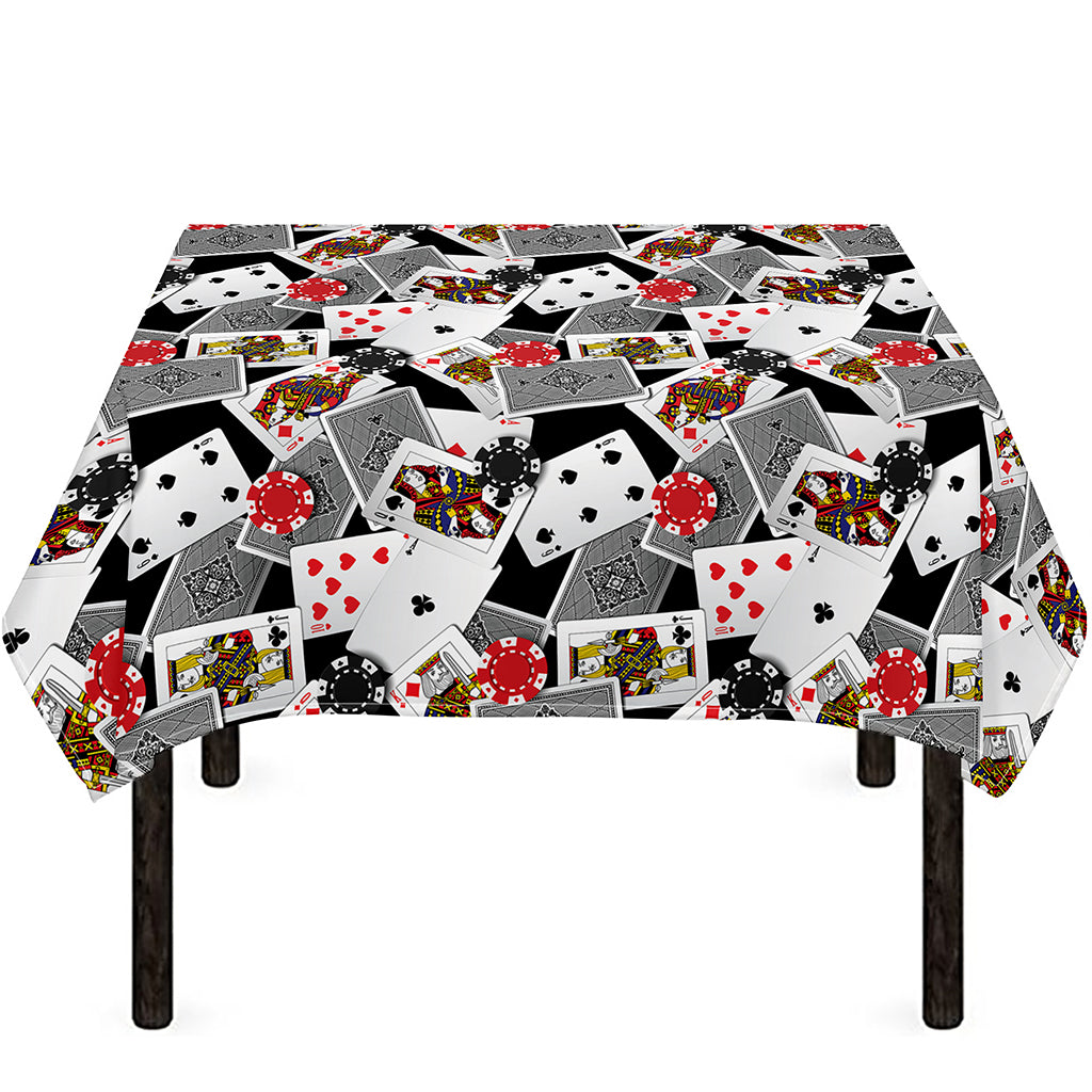 Casino Card And Chip Pattern Print Tablecloth