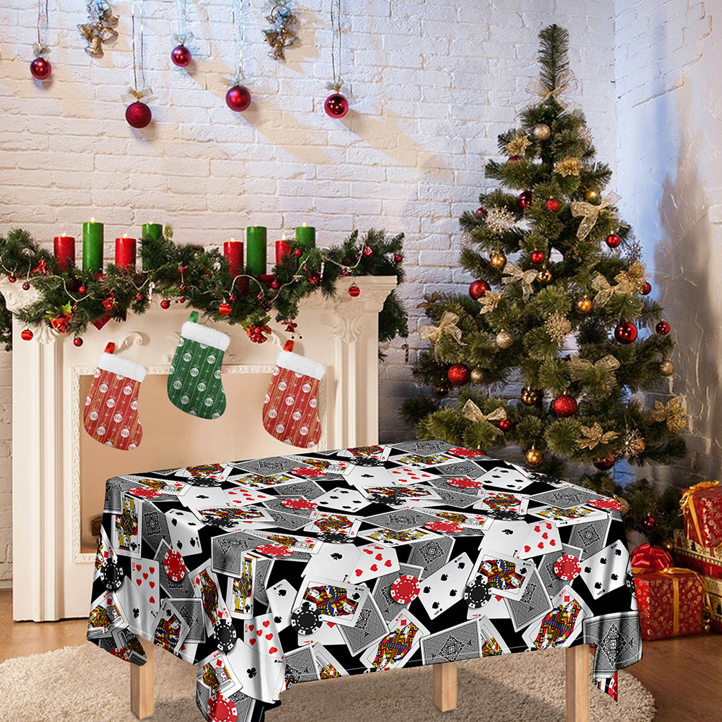 Casino Card And Chip Pattern Print Tablecloth