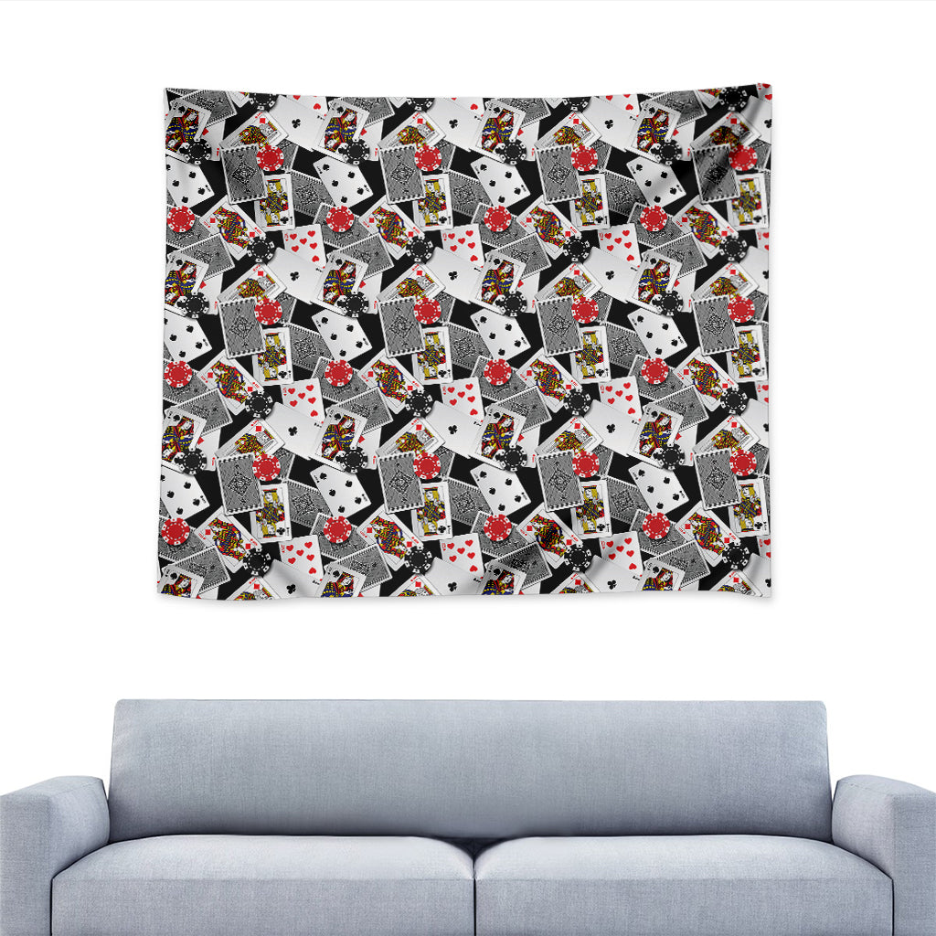 Casino Card And Chip Pattern Print Tapestry