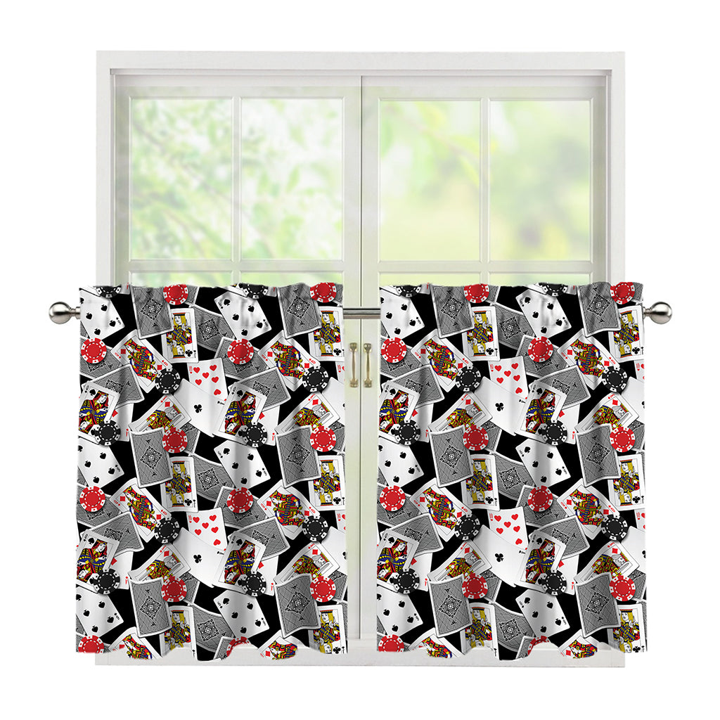 Casino Card And Chip Pattern Print Tier Curtains