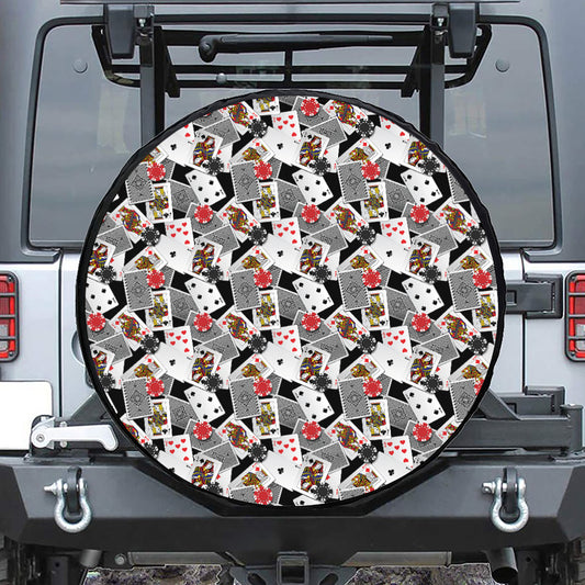Casino Card And Chip Pattern Print Tire Cover