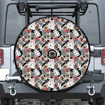 Casino Card And Chip Pattern Print Tire Cover With Camera Hole