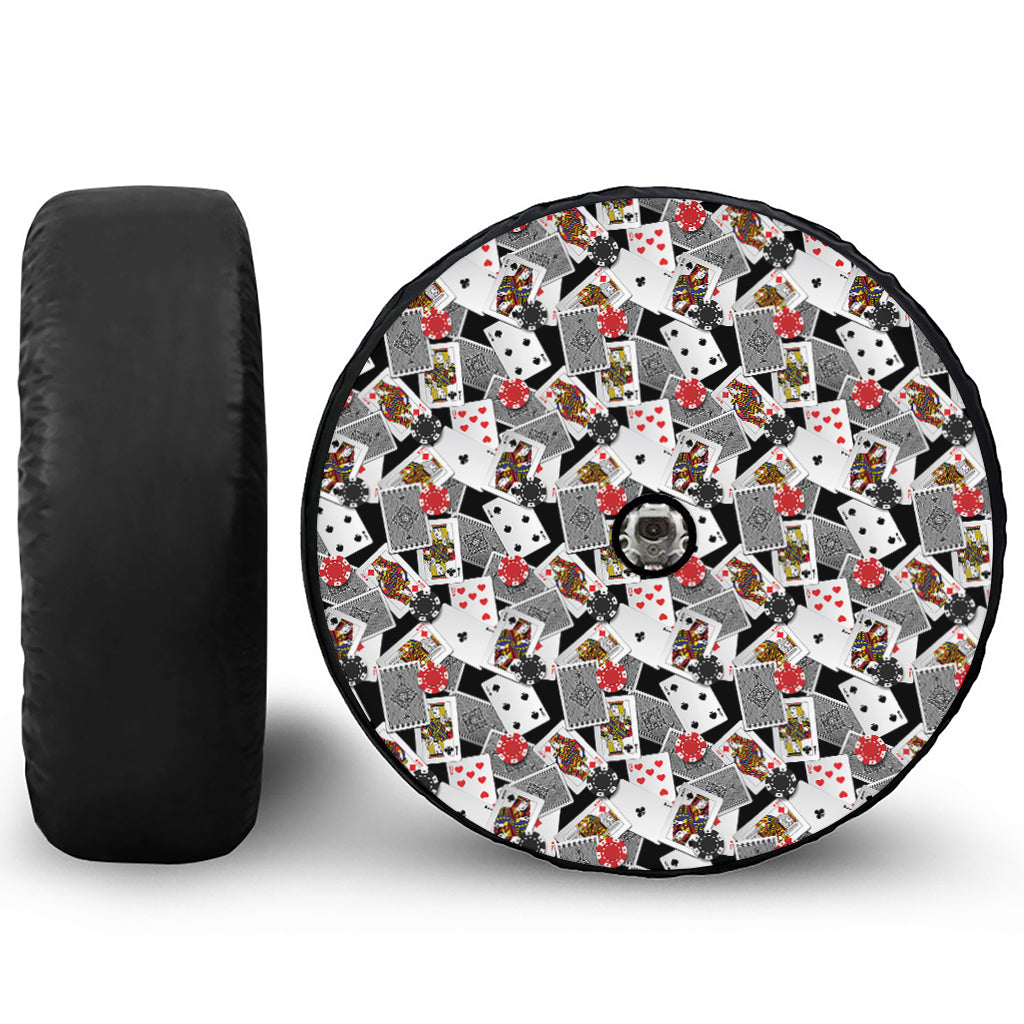 Casino Card And Chip Pattern Print Tire Cover With Camera Hole