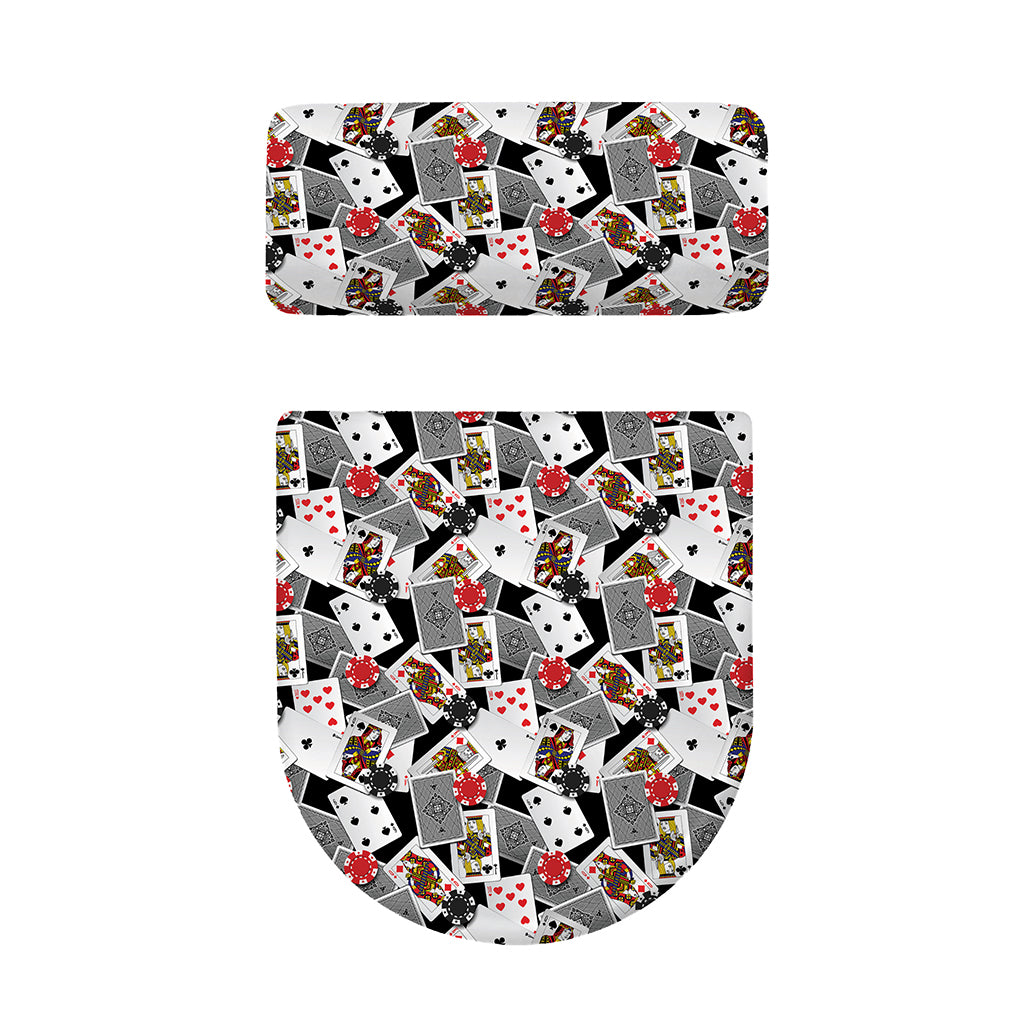 Casino Card And Chip Pattern Print Toilet Lid And Tank Cover Set