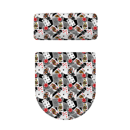 Casino Card And Chip Pattern Print Toilet Lid And Tank Cover Set