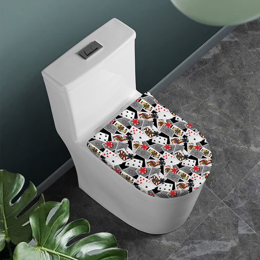Casino Card And Chip Pattern Print Toilet Lid Cover