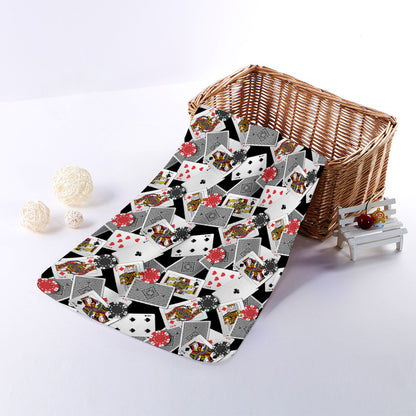 Casino Card And Chip Pattern Print Towel