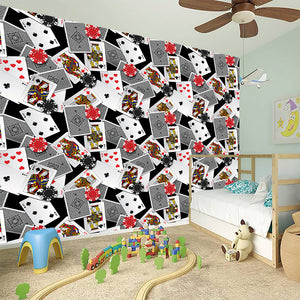 Casino Card And Chip Pattern Print Wall Sticker