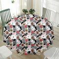 Casino Card And Chip Pattern Print Waterproof Round Tablecloth