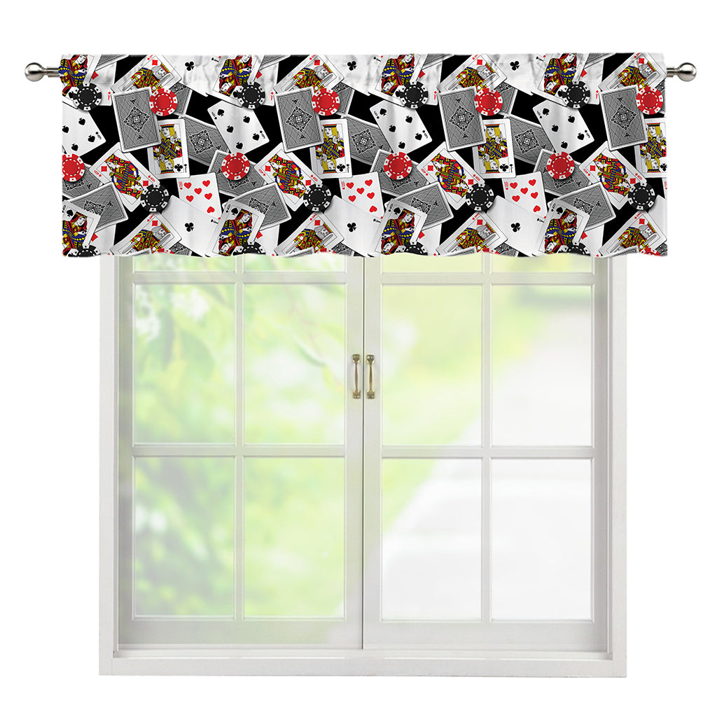 Casino Card And Chip Pattern Print Window Valance