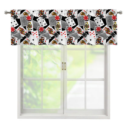 Casino Card And Chip Pattern Print Window Valance