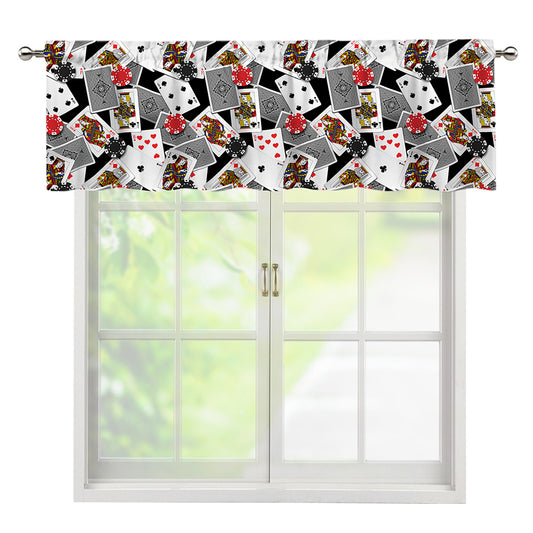 Casino Card And Chip Pattern Print Window Valance