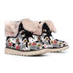 Casino Card And Chip Pattern Print Winter Boots